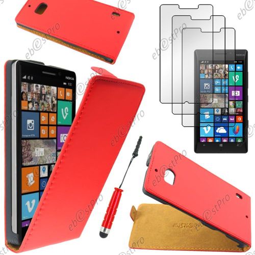 Ebeststar ® Housse Coque Etui En Pu Cuir À Rabat Ultra Fine (Slim Case) Pour Nokia Lumia 930, Couleur Rouge + Mini Stylet 3 Film