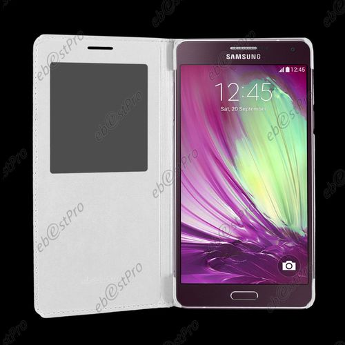 Ebeststar ® Housse Pochette Protection Coque Type S-View Portefeuille Livre Pour Samsung Galaxy A3 Sm-A300f, Couleur Blanc + Film Protection D'écran