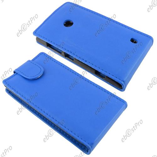Ebeststar ® Coque Housse Etui Simili Cuir Rabattable Pour Nokia Lumia 520, Couleur Bleu + Film Protection D'écran