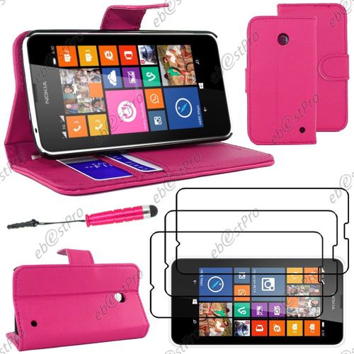 Ebeststar ® Housse Coque Etui Portefeuille Folio Book Livre Simili Cuir Pour Nokia Lumia 630, Couleur Rose + Mini Stylet 3 Film