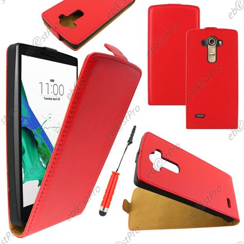 Ebeststar ® Housse Coque Etui En Pu Cuir À Rabat Ultra Fine (Slim Case) Pour Lg G4 H815, G4 Dual-Lte, Couleur Rouge + Mini Stylet + Film Protection D'écran