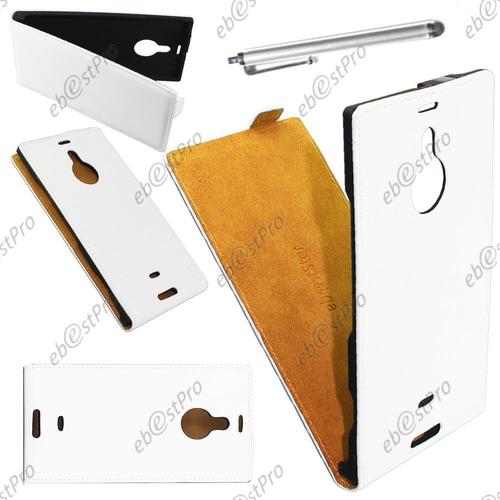 Ebeststar ® Housse Coque Etui En Pu Cuir À Rabat Ultra Fine (Slim Case) Pour Nokia Lumia 1520, Couleur Blanc + Stylet + Film Protection D'écran