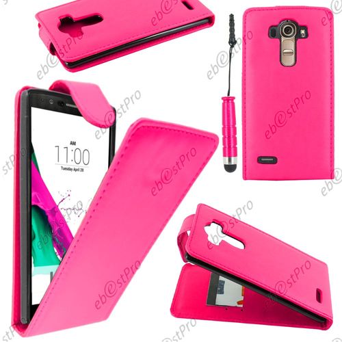Ebeststar ® Housse Coque Etui Simili Cuir À Rabat Vertical Pour Lg G4 H815, G4 Dual-Lte, Couleur Rose + Mini Stylet + Film Protection D'écran
