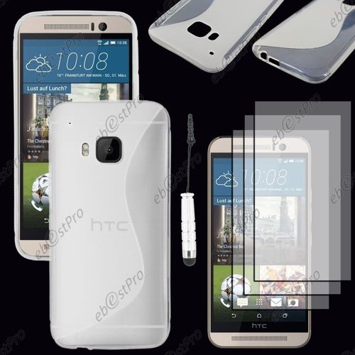 Ebeststar ® Housse Etui Coque Silicone Gel Motif S-Line Protection Souple Pour Htc One M9, One Hima, Couleur Transparent + Mini Stylet 3 Film