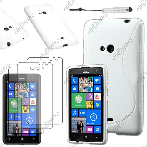 Ebeststar ® Housse Etui Coque Silicone Gel Motif S-Line Protection Souple Pour Nokia Lumia 625, Couleur Blanc + Mini Stylet 3 Film