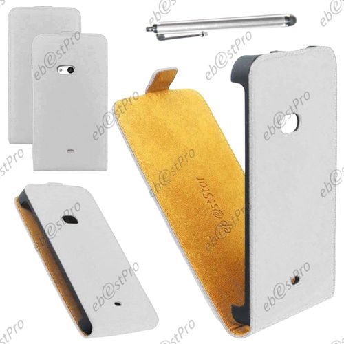 Ebeststar ® Housse Coque Etui En Pu Cuir À Rabat Ultra Fine (Slim Case) Pour Nokia Lumia 625, Couleur Blanc + Stylet + Film Protection D'écran