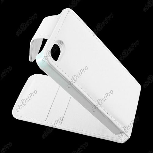 Ebeststar ® Housse Simili Cuir À Clapet Coque Etui Pour Apple Iphone 4s, 4, Couleur Blanc + Film Protection D'écran