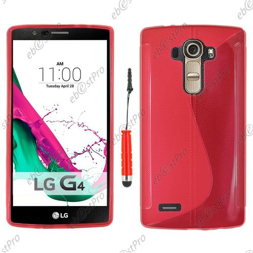 Ebeststar ® Housse Etui Coque Silicone Gel Motif S-Line Protection Souple Pour Lg G4 H815, G4 Dual-Lte, Couleur Rouge + Mini Stylet + Film Protection D'écran