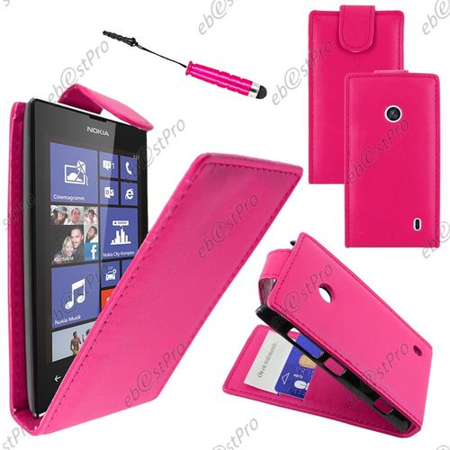 Ebeststar ® Housse Coque Etui Simili Cuir À Rabat Vertical Pour Nokia Lumia 520, Couleur Rose + Mini Stylet + Film Protection D'écran