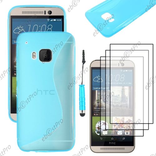 Ebeststar ® Housse Etui Coque Silicone Gel Motif S-Line Protection Souple Pour Htc One M9, One Hima, Couleur Bleu + Mini Stylet 3 Film