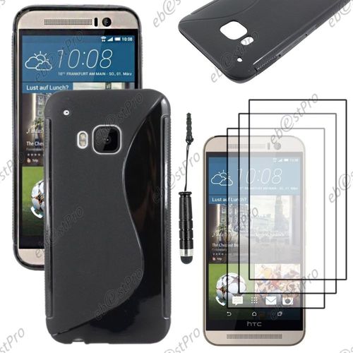 Ebeststar ® Housse Etui Coque Silicone Gel Motif S-Line Protection Souple Pour Htc One M9, One Hima, Couleur Noir + Mini Stylet 3 Film