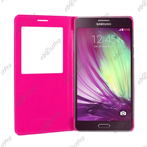 Ebeststar ® Housse Pochette Protection Coque Type S-View Portefeuille Livre Pour Samsung Galaxy A7 Sm-A700f, Couleur Rose + Film Protection D'écran