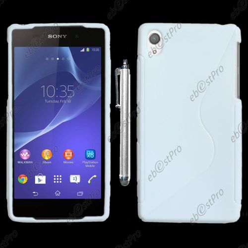 Ebeststar ® Housse Etui Coque Silicone Gel Motif S-Line Protection Souple Pour Sony Xperia Z2 D6502, D6503, D6543, Couleur Blanc + Stylet + Film Protection D'écran
