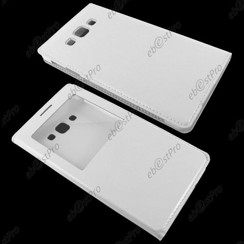 Ebeststar ® Housse Pochette Protection Coque Etui Type S-View Pour Samsung Galaxy A3 Sm-A300f, Couleur Blanc + Film Protection D'écran