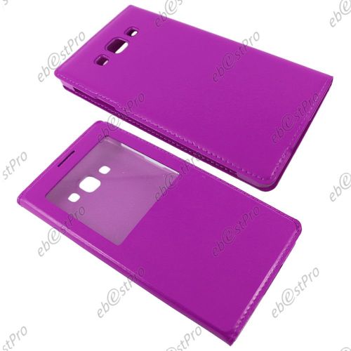 Ebeststar ® Housse Pochette Protection Coque Etui Type S-View Pour Samsung Galaxy A5 Sm-A500f, Couleur Violet + Film Protection D'écran