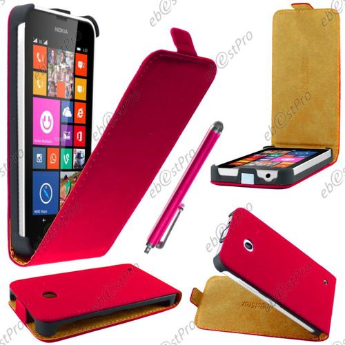 Ebeststar ® Housse Coque Etui En Pu Cuir À Rabat Ultra Fine (Slim Case) Pour Nokia Lumia 630, Couleur Rose + Stylet + Film Protection D'écran