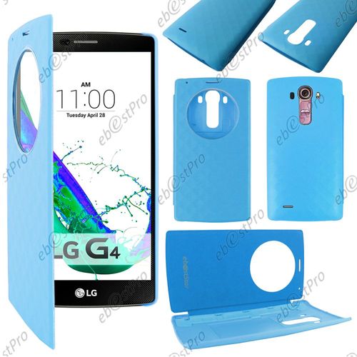 Ebeststar ® Coque Etui Flip View Cover Housse Portefeuille Grande Fenêtre Pour Lg G4 H815, G4 Dual-Lte, Couleur Bleu + Film Protection D'écran
