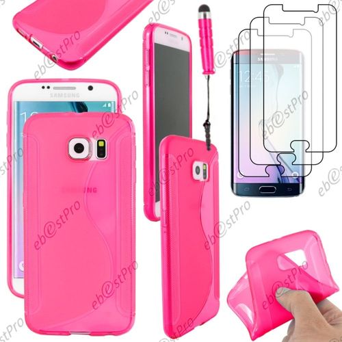 Ebeststar ® Housse Etui Coque Silicone Gel Motif S-Line Protection Souple Pour Samsung Galaxy S6 Sm-G920f, G920, Couleur Rose + Mini Stylet 3 Film