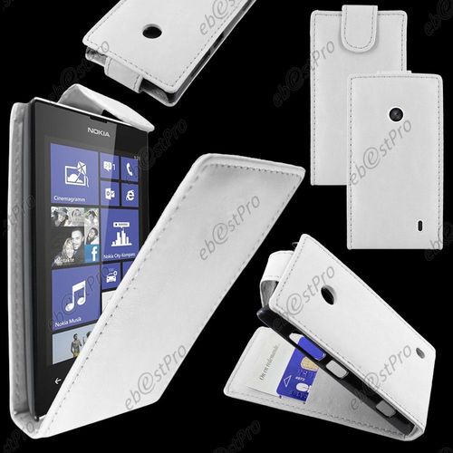 Ebeststar ® Housse Coque Etui Simili Cuir À Rabat Vertical Pour Nokia Lumia 520, Couleur Blanc + Film Protection D'écran