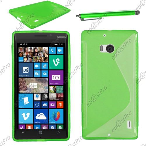 Ebeststar ® Housse Etui Coque Silicone Gel Motif S-Line Protection Souple Pour Nokia Lumia 930, Couleur Vert + Stylet + Film Protection D'écran