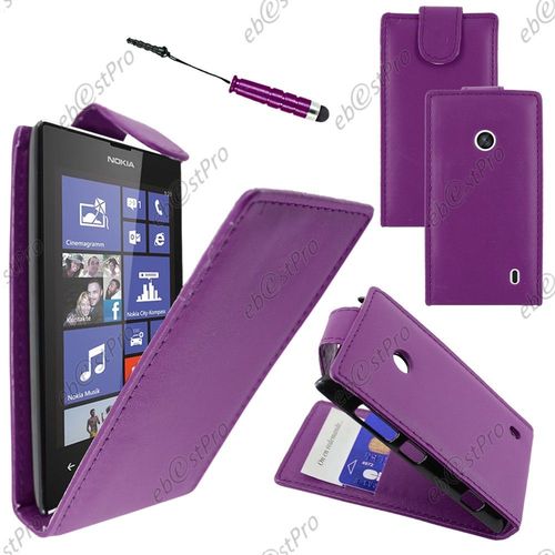 Ebeststar ® Housse Coque Etui Simili Cuir À Rabat Vertical Pour Nokia Lumia 520, Couleur Violet + Mini Stylet + Film Protection D'écran