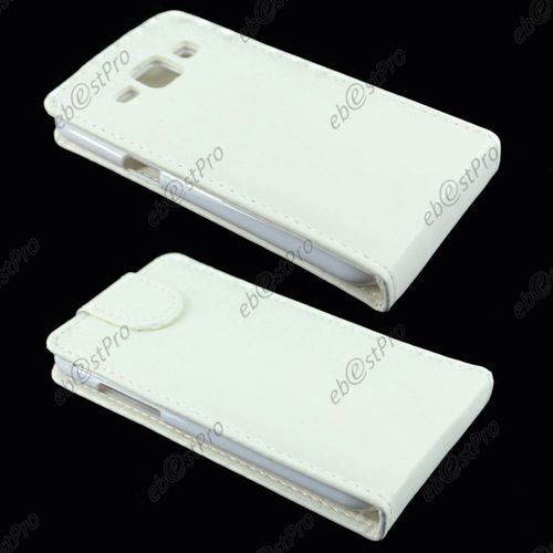 Ebeststar ® Coque Housse Etui Simili Cuir Rabattable Pour Samsung Galaxy J1 Sm-J100f, Couleur Blanc + Film Protection D'écran
