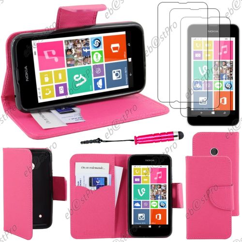 Ebeststar ® Housse Coque Etui Portefeuille Folio Book Livre Simili Cuir Pour Nokia Lumia 530, Couleur Rose + Mini Stylet 3 Film