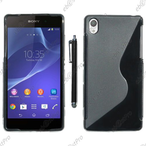 Ebeststar ® Housse Etui Coque Silicone Gel Motif S-Line Protection Souple Pour Sony Xperia Z2 D6502, D6503, D6543, Couleur Noir + Stylet + Film Protection D'écran