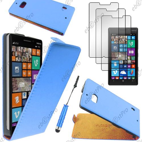 Ebeststar ® Housse Coque Etui En Pu Cuir À Rabat Ultra Fine (Slim Case) Pour Nokia Lumia 930, Couleur Bleu + Mini Stylet 3 Film