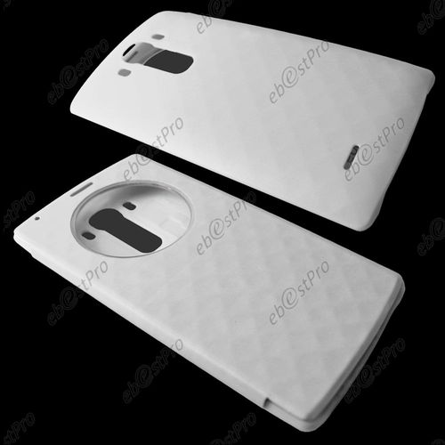 Ebeststar ® Etui Flip View Cover Housse Portefeuille Coque Pochette Fenêtre Transparente Pour Lg G4 H815, G4 Dual-Lte, Couleur Blanc + Film Protection D'écran