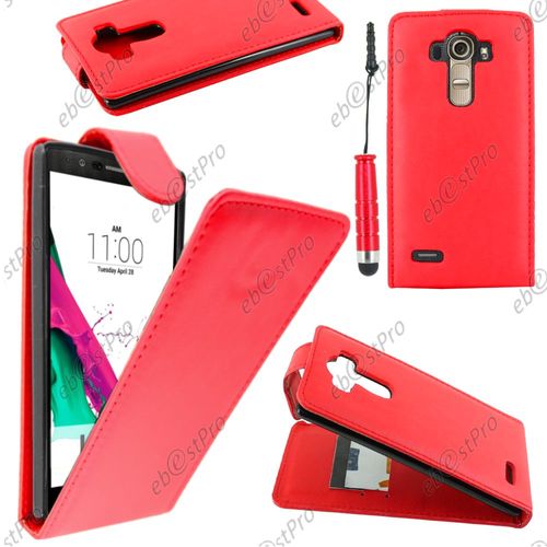 Ebeststar ® Housse Coque Etui Simili Cuir À Rabat Vertical Pour Lg G4 H815, G4 Dual-Lte, Couleur Rouge + Mini Stylet + Film Protection D'écran
