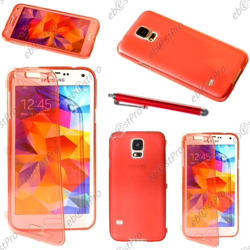 Ebeststar ® Housse Etui Coque Portefeuille Livre Silicone Gel Pour Samsung Galaxy S5 Sm-G900f, G900, G900h, Couleur Rouge + Stylet + Film Protection D'écran