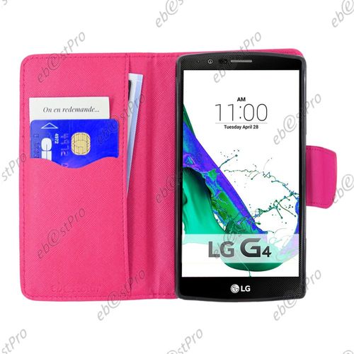 Ebeststar ® Etui Portefeuille Housse Protection Folio Coque Pour Lg G4 H815, G4 Dual-Lte, Couleur Rose + Film Protection D'écran