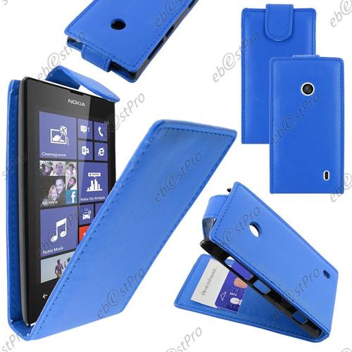 Ebeststar ® Housse Coque Etui Simili Cuir À Rabat Vertical Pour Nokia Lumia 520, Couleur Bleu + Film Protection D'écran