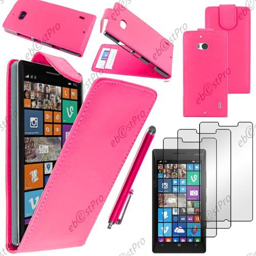 Ebeststar ® Housse Coque Etui Simili Cuir À Rabat Vertical Pour Nokia Lumia 930, Couleur Rose + Stylet 3 Film