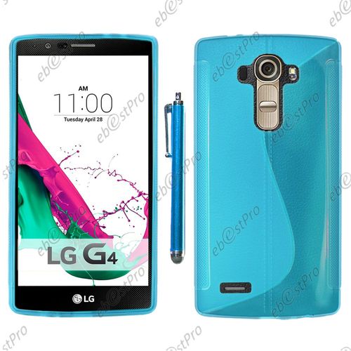 Ebeststar ® Housse Etui Coque Silicone Gel Motif S-Line Protection Souple Pour Lg G4 H815, G4 Dual-Lte, Couleur Bleu + Stylet + Film Protection D'écran