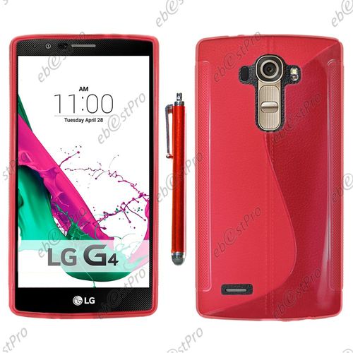 Ebeststar ® Housse Etui Coque Silicone Gel Motif S-Line Protection Souple Pour Lg G4 H815, G4 Dual-Lte, Couleur Rouge + Stylet + Film Protection D'écran