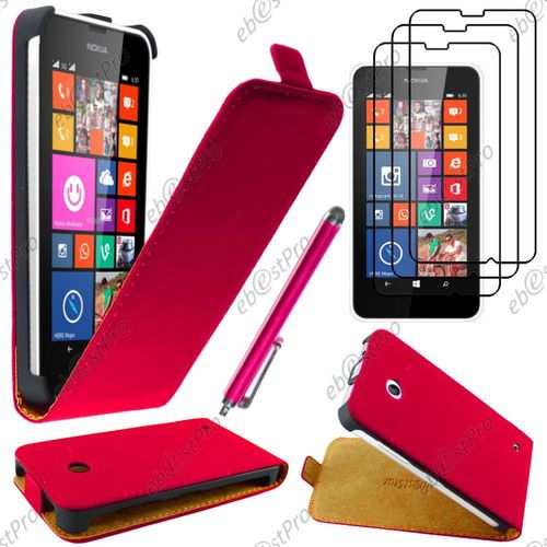 Ebeststar ® Housse Coque Etui En Pu Cuir À Rabat Ultra Fine (Slim Case) Pour Nokia Lumia 630, Couleur Rose + Stylet 3 Film