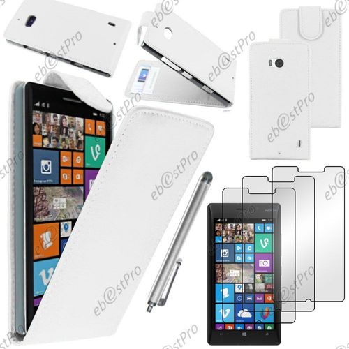 Ebeststar ® Housse Coque Etui Simili Cuir À Rabat Vertical Pour Nokia Lumia 930, Couleur Blanc + Stylet 3 Film