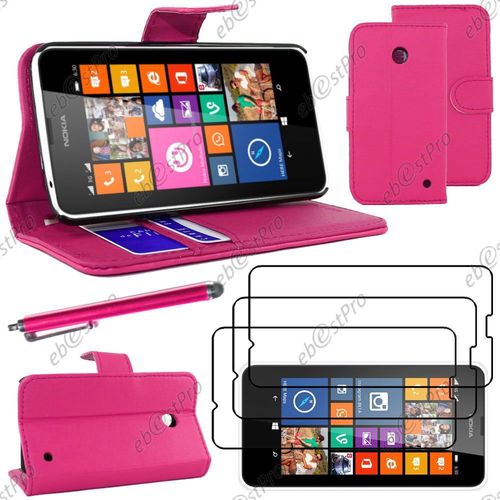 Ebeststar ® Housse Coque Etui Portefeuille Folio Book Livre Simili Cuir Pour Nokia Lumia 630, Couleur Rose + Stylet 3 Film