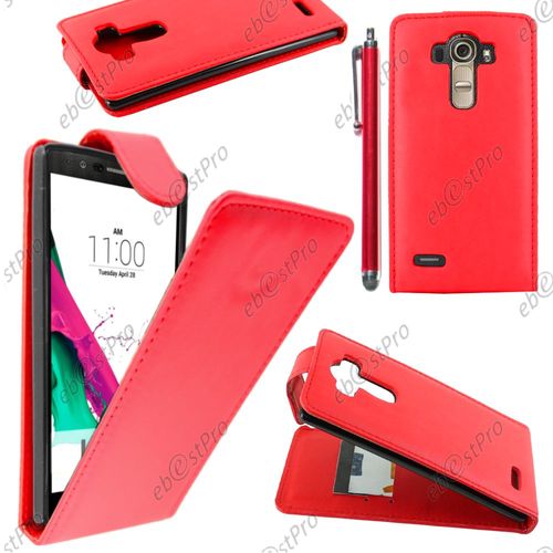 Ebeststar ® Housse Coque Etui Simili Cuir À Rabat Vertical Pour Lg G4 H815, G4 Dual-Lte, Couleur Rouge + Stylet + Film Protection D'écran
