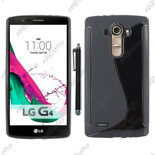 Ebeststar ® Housse Etui Coque Silicone Gel Motif S-Line Protection Souple Pour Lg G4 H815, G4 Dual-Lte, Couleur Noir + Stylet + Film Protection D'écran