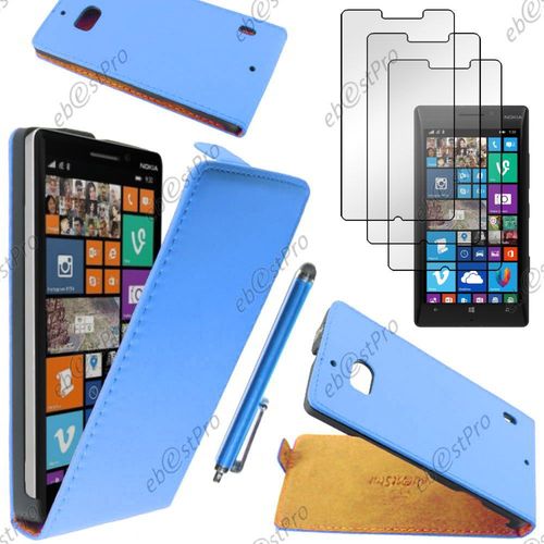 Ebeststar ® Housse Coque Etui En Pu Cuir À Rabat Ultra Fine (Slim Case) Pour Nokia Lumia 930, Couleur Bleu + Stylet 3 Film