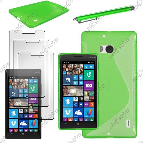 Ebeststar ® Housse Etui Coque Silicone Gel Motif S-Line Protection Souple Pour Nokia Lumia 930, Couleur Vert + Stylet 3 Film