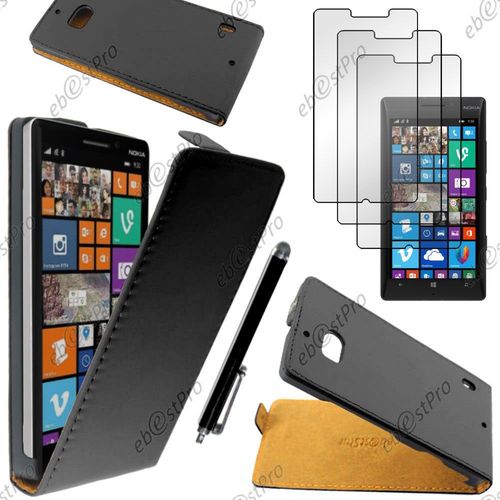 Ebeststar ® Housse Coque Etui En Pu Cuir À Rabat Ultra Fine (Slim Case) Pour Nokia Lumia 930, Couleur Noir + Stylet 3 Film