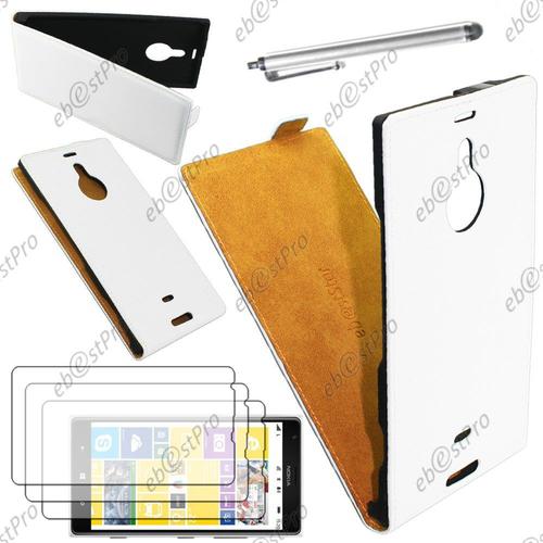 Ebeststar ® Housse Coque Etui En Pu Cuir À Rabat Ultra Fine (Slim Case) Pour Nokia Lumia 1520, Couleur Blanc + Stylet 3 Film