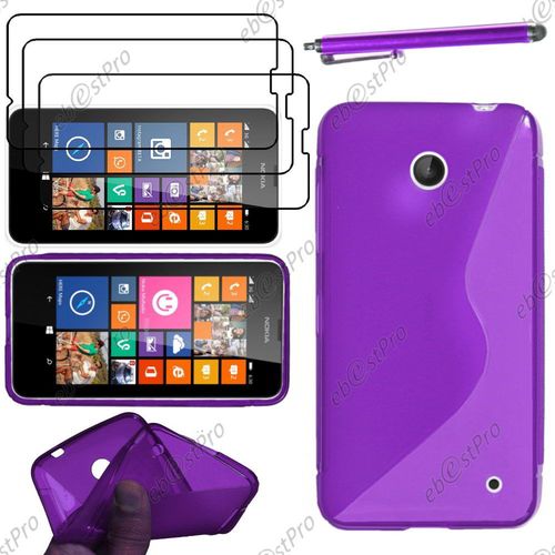Ebeststar ® Housse Etui Coque Silicone Gel Motif S-Line Protection Souple Pour Nokia Lumia 630, Couleur Violet + Stylet 3 Film