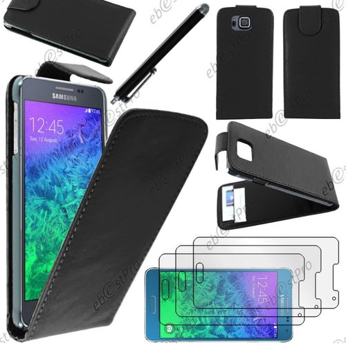 Ebeststar ® Housse Coque Etui Simili Cuir À Rabat Vertical Pour Samsung Galaxy Alpha Sm-G850f, Couleur Noir + Stylet 3 Film