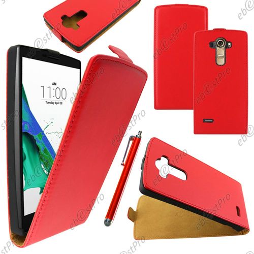 Ebeststar ® Housse Coque Etui En Pu Cuir À Rabat Ultra Fine (Slim Case) Pour Lg G4 H815, G4 Dual-Lte, Couleur Rouge + Stylet + Film Protection D'écran