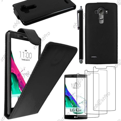 Ebeststar ® Housse Coque Etui Simili Cuir À Rabat Vertical Pour Lg G4 H815, G4 Dual-Lte, Couleur Noir + Stylet 3 Film